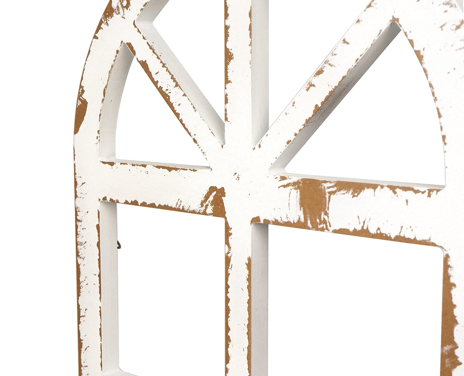 Rustic Wood Window Frame Wall Decor - Farmhouse Style Cathedral Arched Wall Art for Bedroom, Living Room, Kitchen, and Office (Pair)