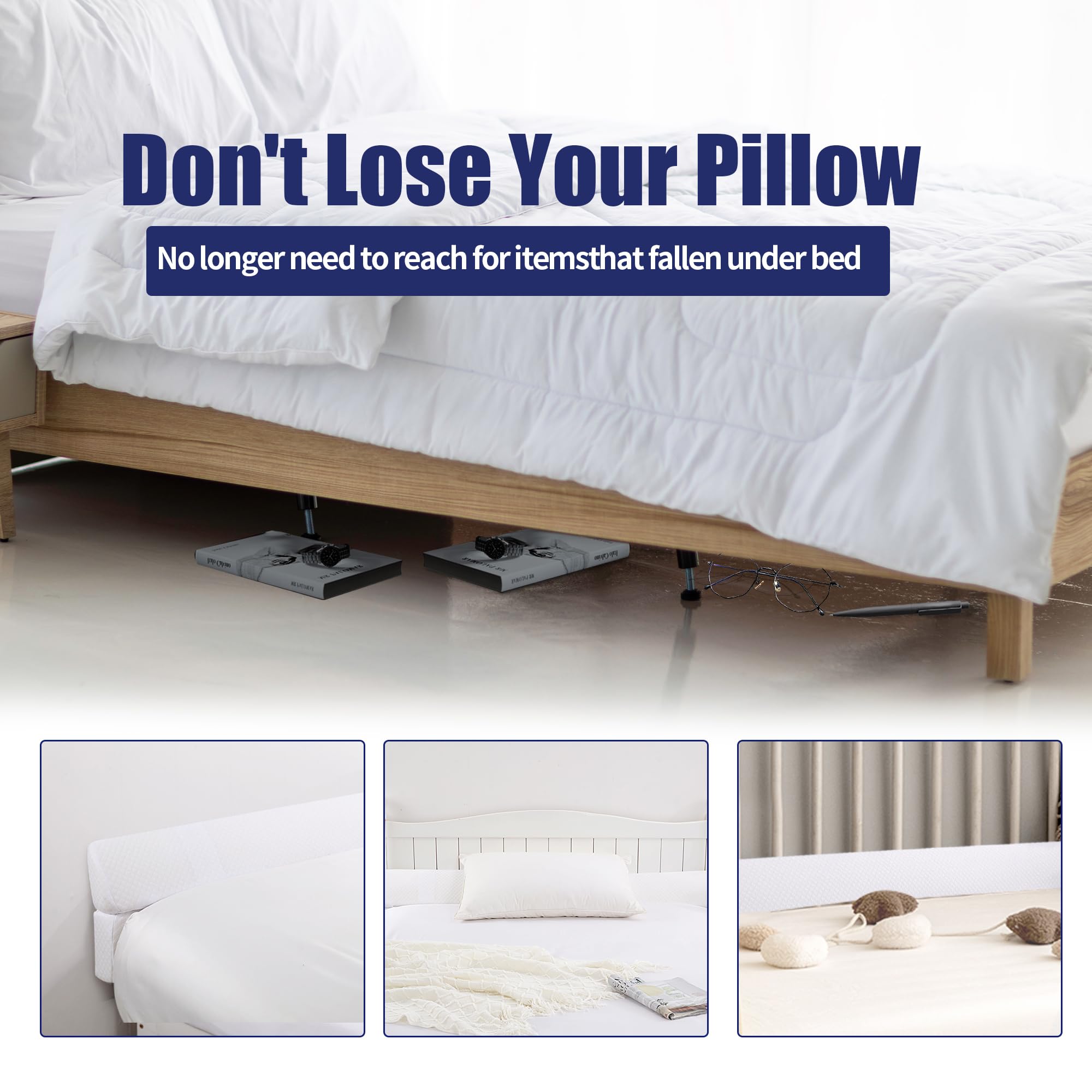 HOMBYS Foldable Wedge Pillow for Bed Gap - Queen Size Headboard Gap Filler, Multi-Functional Mattress Crack Pillow (0-7 Inch), White - Perfect for Adjustable Beds, Reading & Back Support