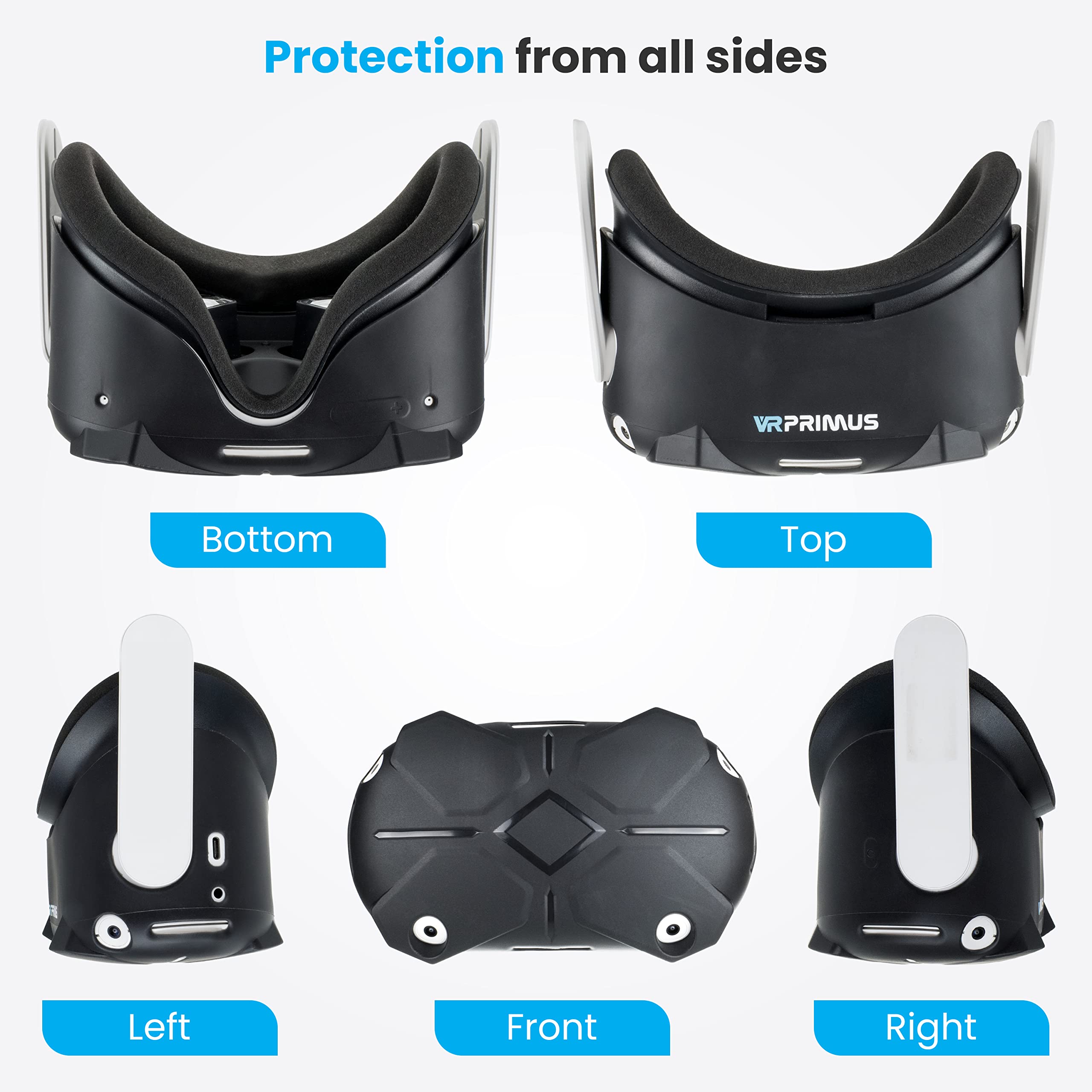 VR Primus® Protective Cover for Meta Quest 2 - Soft Silicone Case Accessory - Black - Perfect for Gaming, Travel & VR Headset Protection