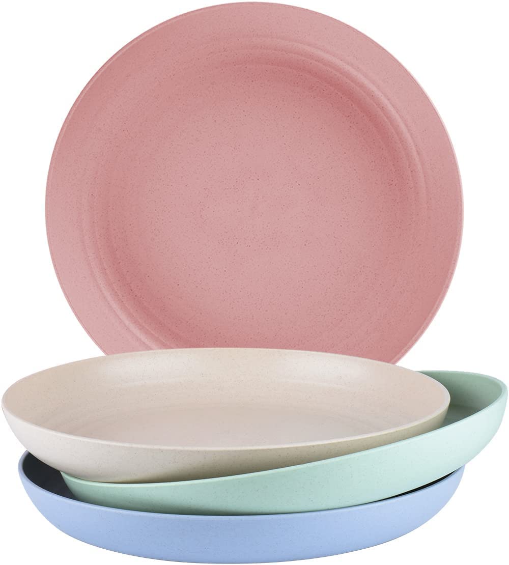 Hombrima 10-Inch Unbreakable Dinner Plates - 4 Pack, BPA Free, Dishwasher & Microwave Safe - Eco-Friendly Green Plates for Kids, Toddlers & Adults - Perfect for Family Meals, Parties & Everyday Use