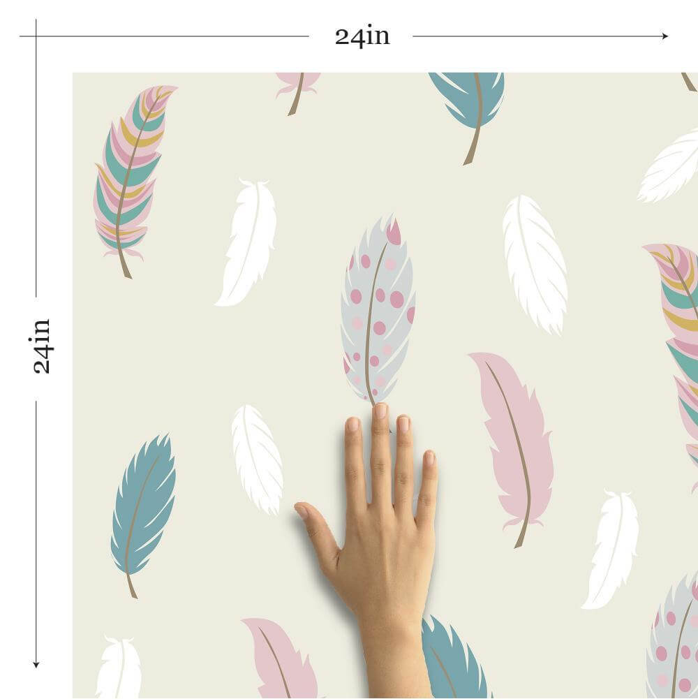 Cream and Teal Animal Print Baby Nursery Removable Wallpaper - Self-Adhesive Peel & Stick Wall Decor for Kids Room, Bedroom, Playroom
