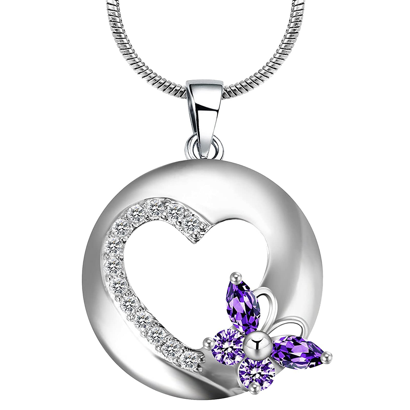 Elegant Hollow Purple Heart Pendant Necklace for Women & Girls - Gold Initial Necklace for Party, Gift & Everyday Wear