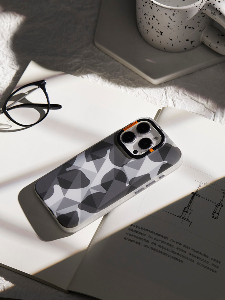 Checkered Blossom Phone Case - Deep Grey | Trendy Protective Cover for iPhone & Samsung | Perfect for Everyday Use, Travel & Gifting