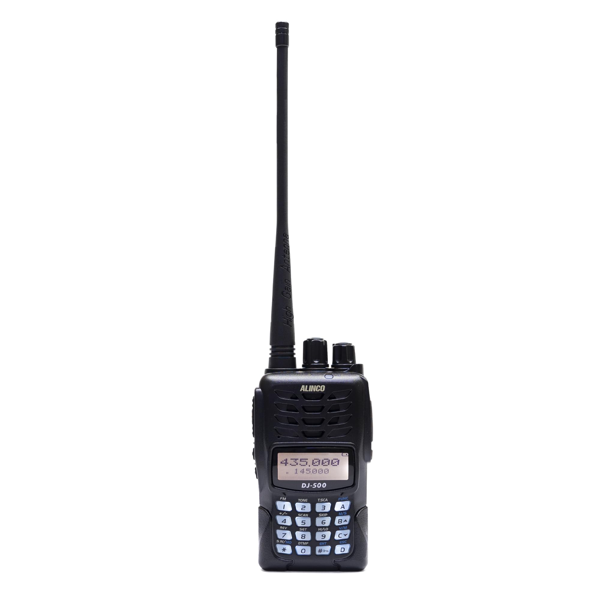 Alinco DJ-500-E Portable VHF/UHF Two-Way Radio - Adjustable Power 200 Channels 1500mAh Battery with Talk Around VOX TOT CTCSS DCS & FM Radio - Ideal for Outdoor Adventures Emergency Communication and Security Teams