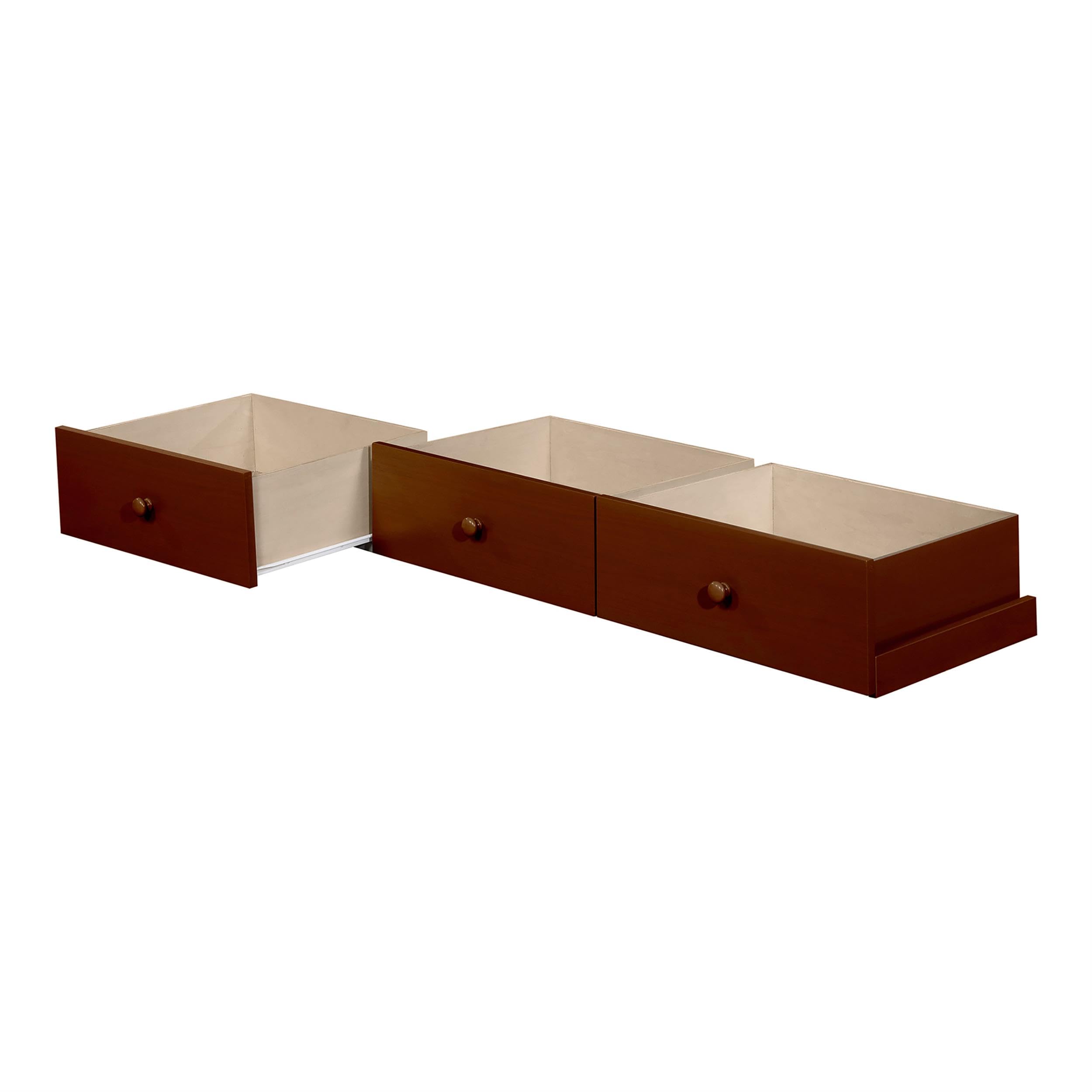 Furniture of America Gosney Wood Underbed Storage Drawers in Cherry (Set of 3) - Space-Saving Bedroom Organizer for Clothes, Blankets & Seasonal Items