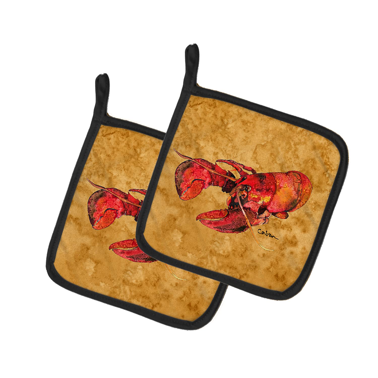 Caroline's Treasures 8715PTHD Lobster Design Heat Resistant Pot Holders Set - 7.5