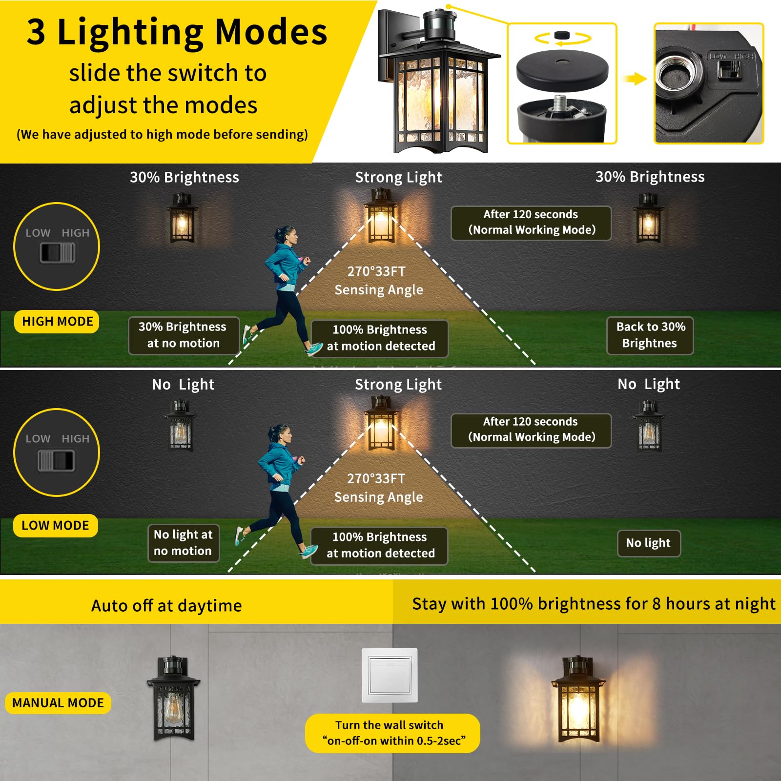 **Motion Sensor Outdoor Lights - Black Wall Sconce with Dusk to Dawn Sensor, Waterproof & Anti-Rust Exterior Lighting for House, Patio, Front Porch, and Doorway - Perfect for Security and Nighttime Illumination**