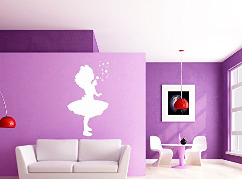PVC Wall Stickers for Kids - Girl Blowing Bubbles Nursery Decor, Self-Adhesive Removable Wall Decals for Children's Bedroom, Kindergarten & Playroom (106.7cm x 58.4cm, Light Green) - Perfect for Birthday Parties, Baby Showers & Room Makeovers