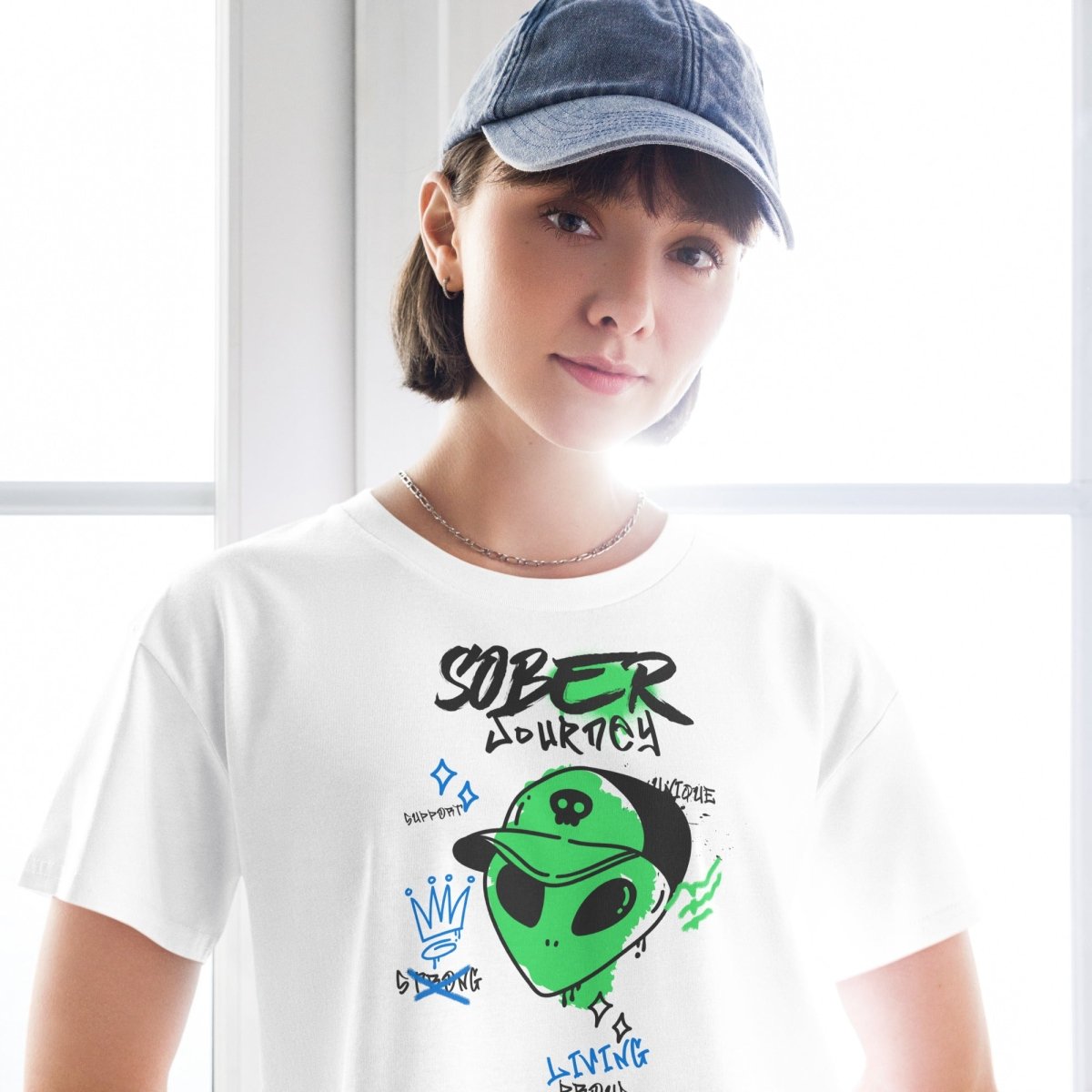 Alien Sober Journey Women's Crop Top | Cosmic Sobriety Collection | Trendy Yoga & Festival Outfit