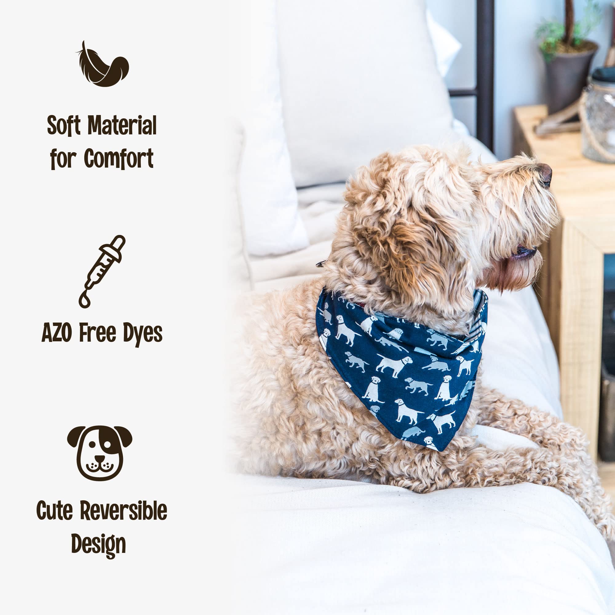 Reversible Dog Bandana for Pets - Nordic Moose Bear Winter Style | XS/S for Cozy Outings