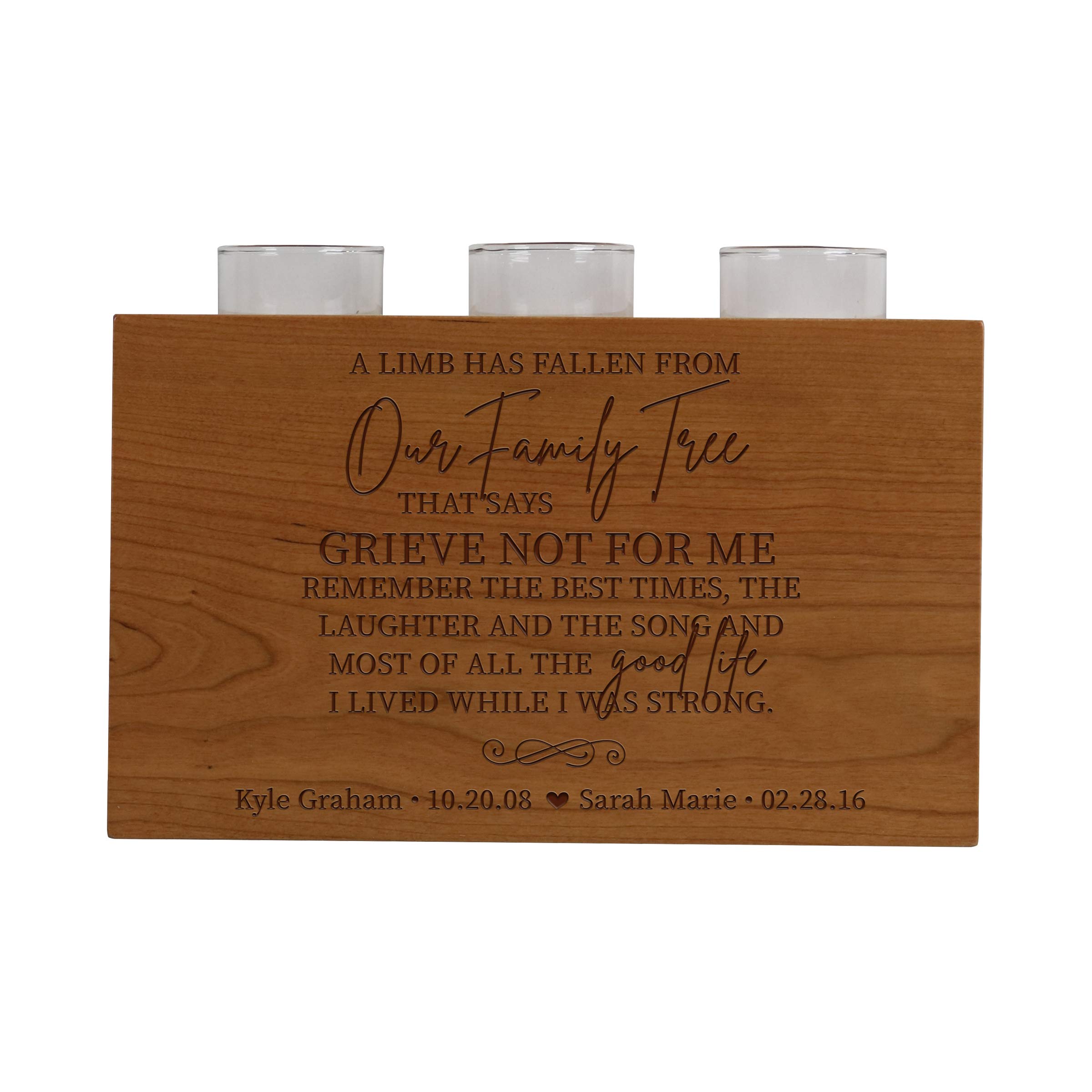 Personalized Wooden 3 Votive Candle Holder & Urn for Human Ashes - Engraved Bereavement Gift for Loss of Loved One - Sympathy Home Decor (10”x6”x4”, Holds 92 cu.in) - Perfect for Memorial Services, Funeral Homes & Comforting Grieving Families