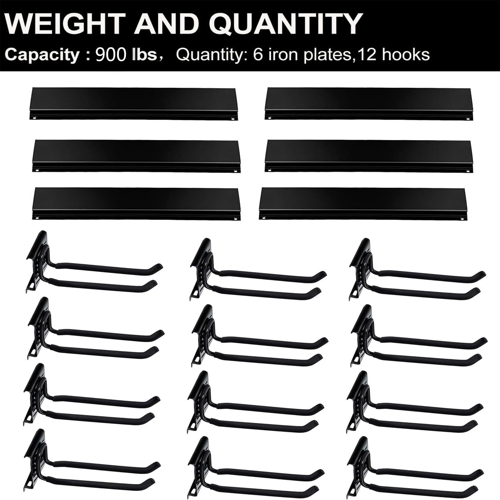 Wallmaster Heavy Duty Garage Storage Wall Mount Organizer - 12 Adjustable Hooks, 96-Inch Track, 900lb Capacity - Perfect for Garage, Shed & Workshop Tool Organization (Folding Chair Hangers Included)
