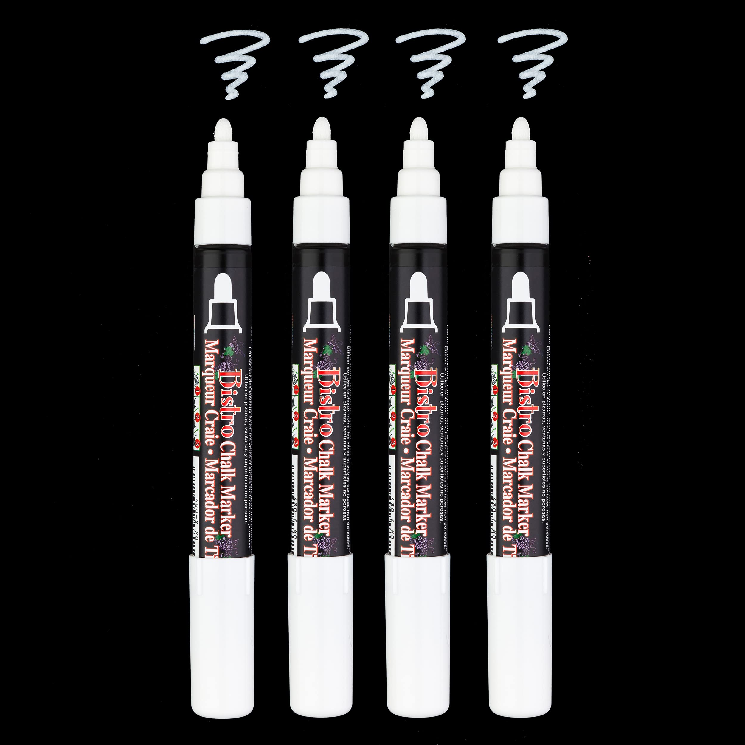 UCHIDA 4-Pack White Broad Tip Bistro Chalk Markers - Perfect for Restaurants, Cafes, Chalkboard Signs & Menu Writing
