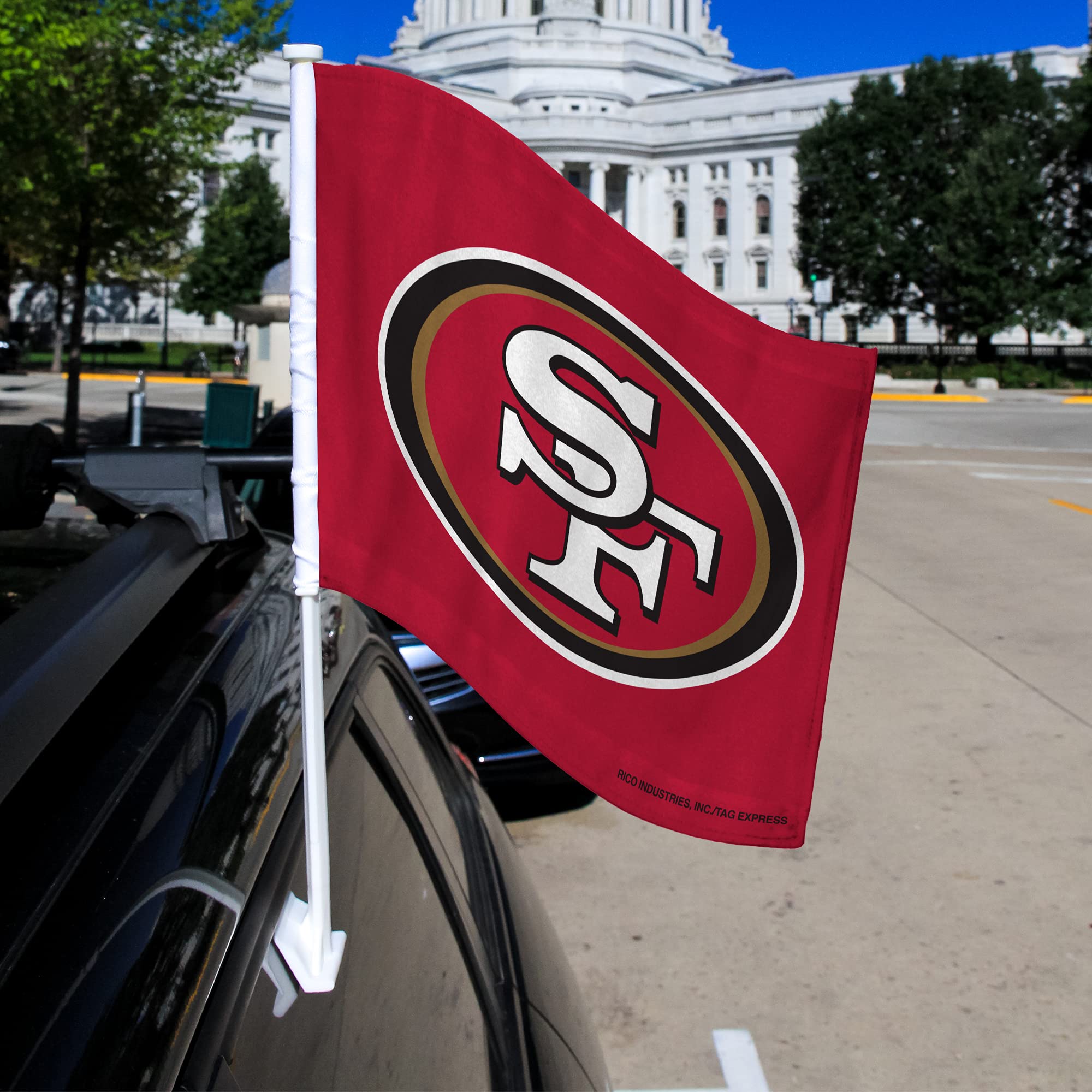 NFL Car Flag Double Sided - Officially Licensed Team Logo - Durable Polyester Car Accessory for Game Day Tailgating & Road Trips