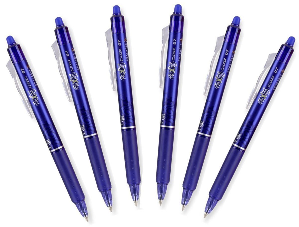 Pilot FriXion Ball 0.7mm Erasable Gel Pens - Fine Point Blue Ink (6-Pack) - Perfect for School, Office & Note Taking