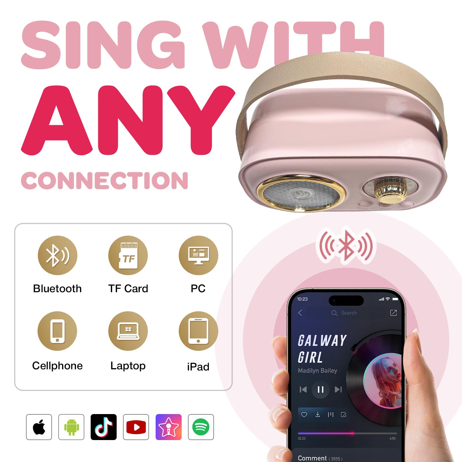 Best Kids Karaoke Machine with 2 Wireless Bluetooth Microphones - Portable Mini Singing Machine for Home & Parties (Pink) - Perfect for Birthday Gifts, Family Fun & Indoor Entertainment
