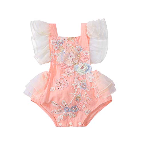 Pink Flowers Ruffler Romper