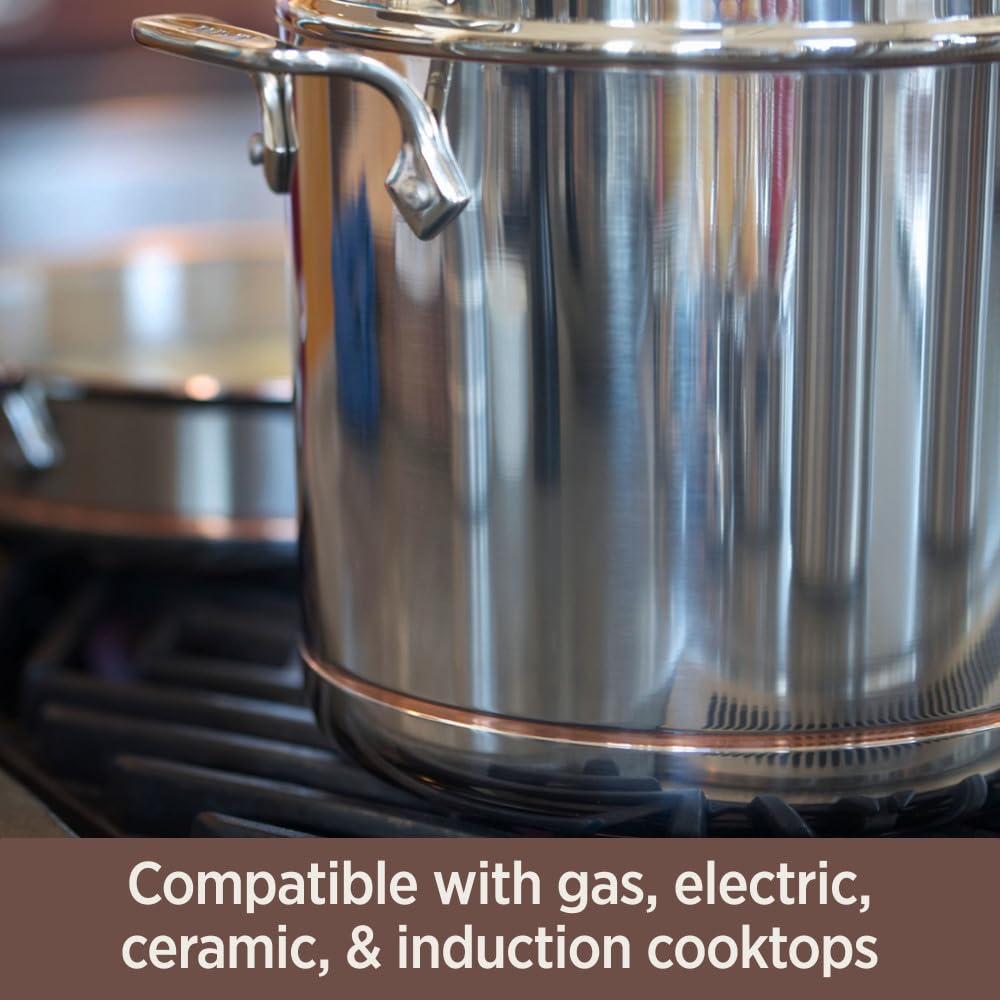 All-Clad Copper Core 5-Ply Stainless Steel Cookware Set - 7 Piece Induction Ready Pots & Pans Set - Oven & Broiler Safe Up to 600°F - Professional Kitchen Cookware for Home Chefs - Perfect for Searing, Sauteing & Simmering