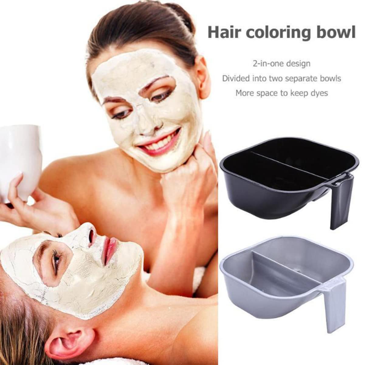 LALAFINA 1 Piece Professional Double Hair Mixing Bowl for Salon Hair Dyeing - Durable Hair Coloring Container with Easy Clean Feature - Perfect for At-Home & Salon Hair Coloring Treatments