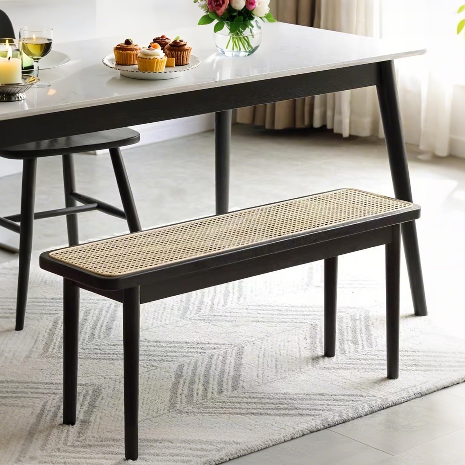 Mid Century Modern Entryway Bench - 47.2