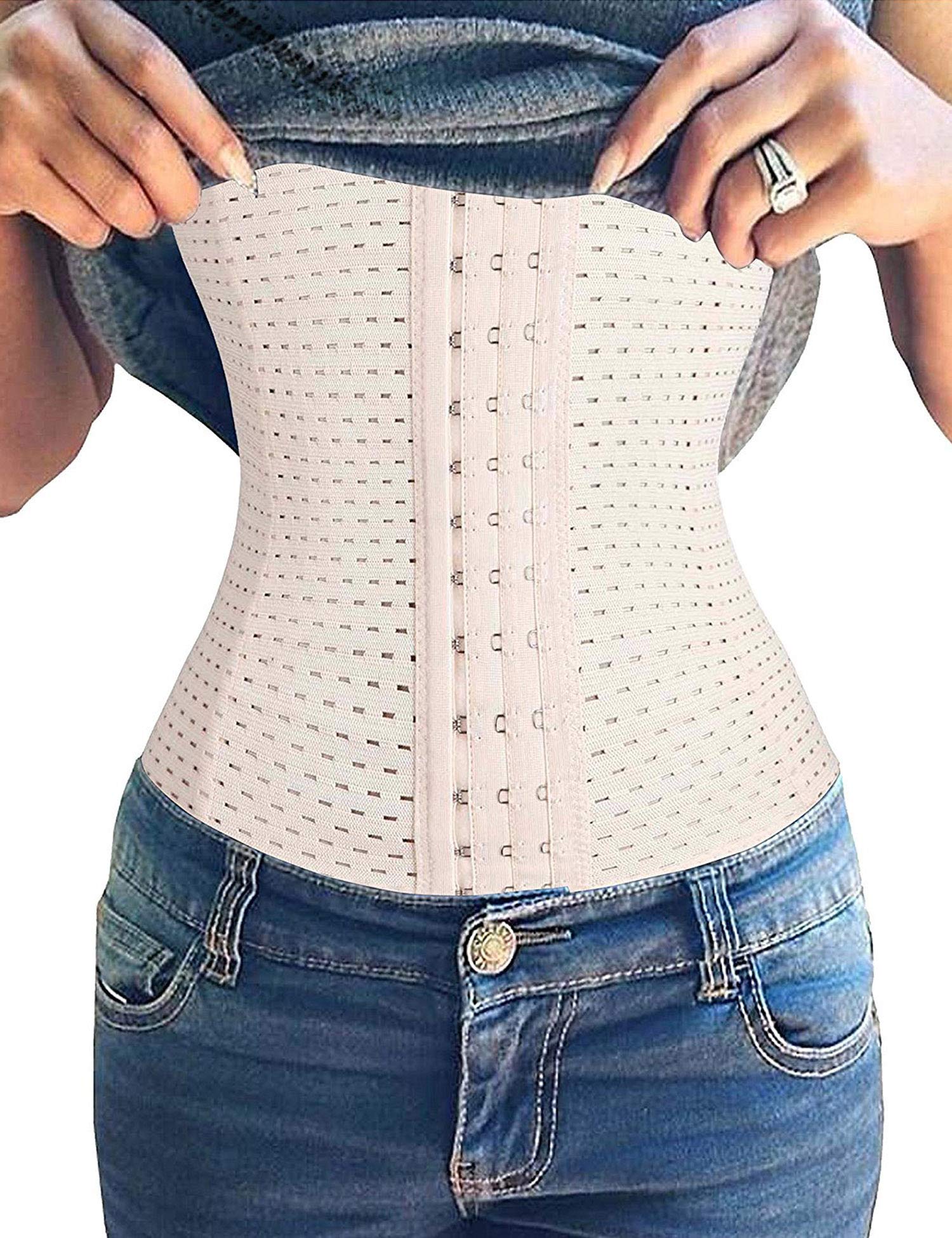 Youloveit Women's Waist Trainer Corset - Steel Boned Tummy Control Body Shaper with Adjustable Hooks for Everyday Wear | Perfect for Workouts, Postpartum Recovery & Special Occasions