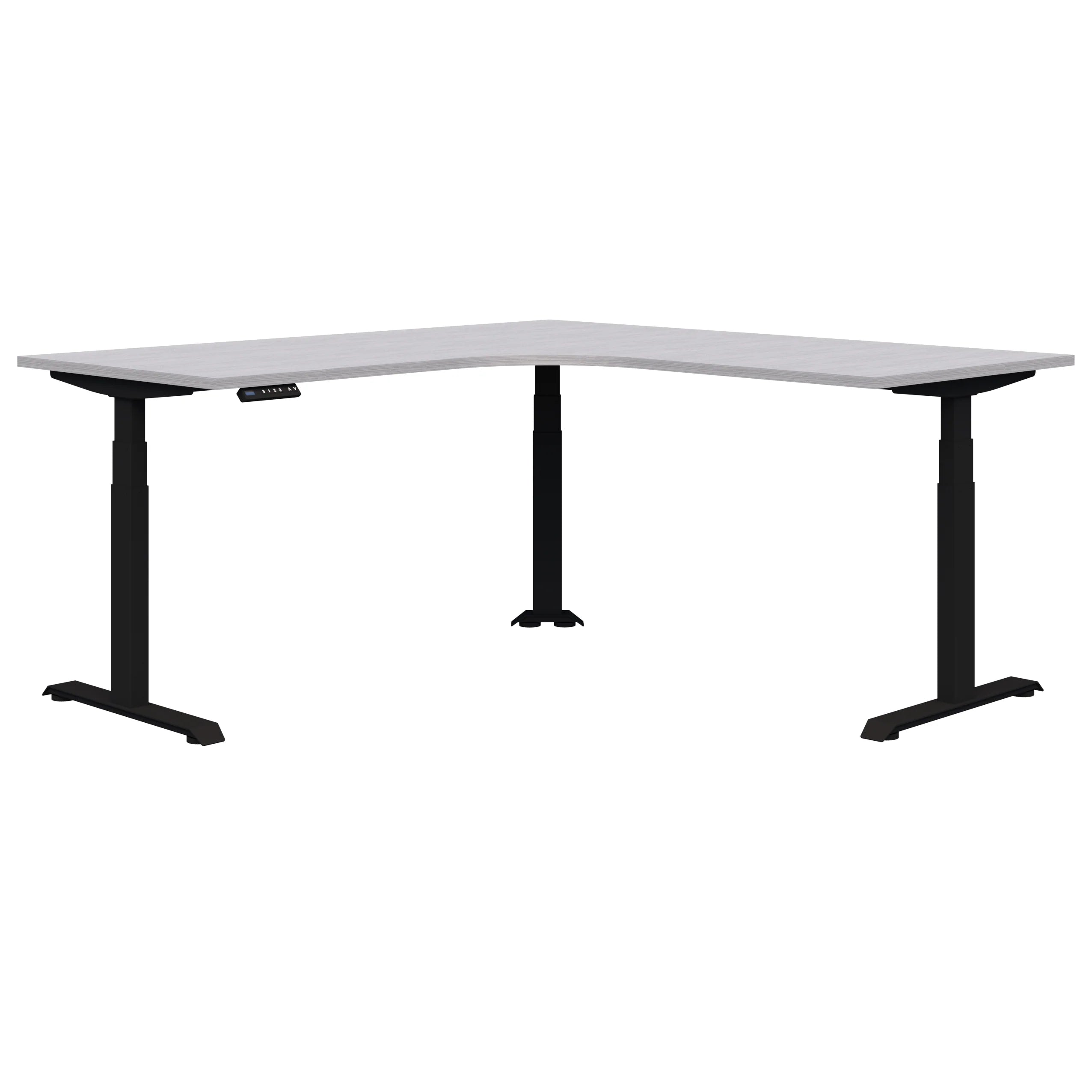 Summit II Electric Height Adjustable Corner Standing Desk - Ergonomic Home Office Workstation for Remote Work & Gaming Setup