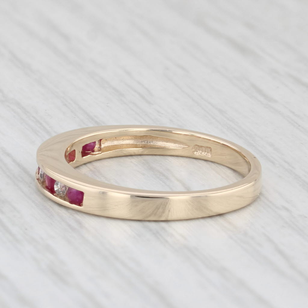 0.25ctw Ruby and Diamond Ring in 10k Yellow Gold, Size 6.75 - Stackable Wedding Band for Women, Anniversary Gift, Bridal Jewelry, Everyday Elegance