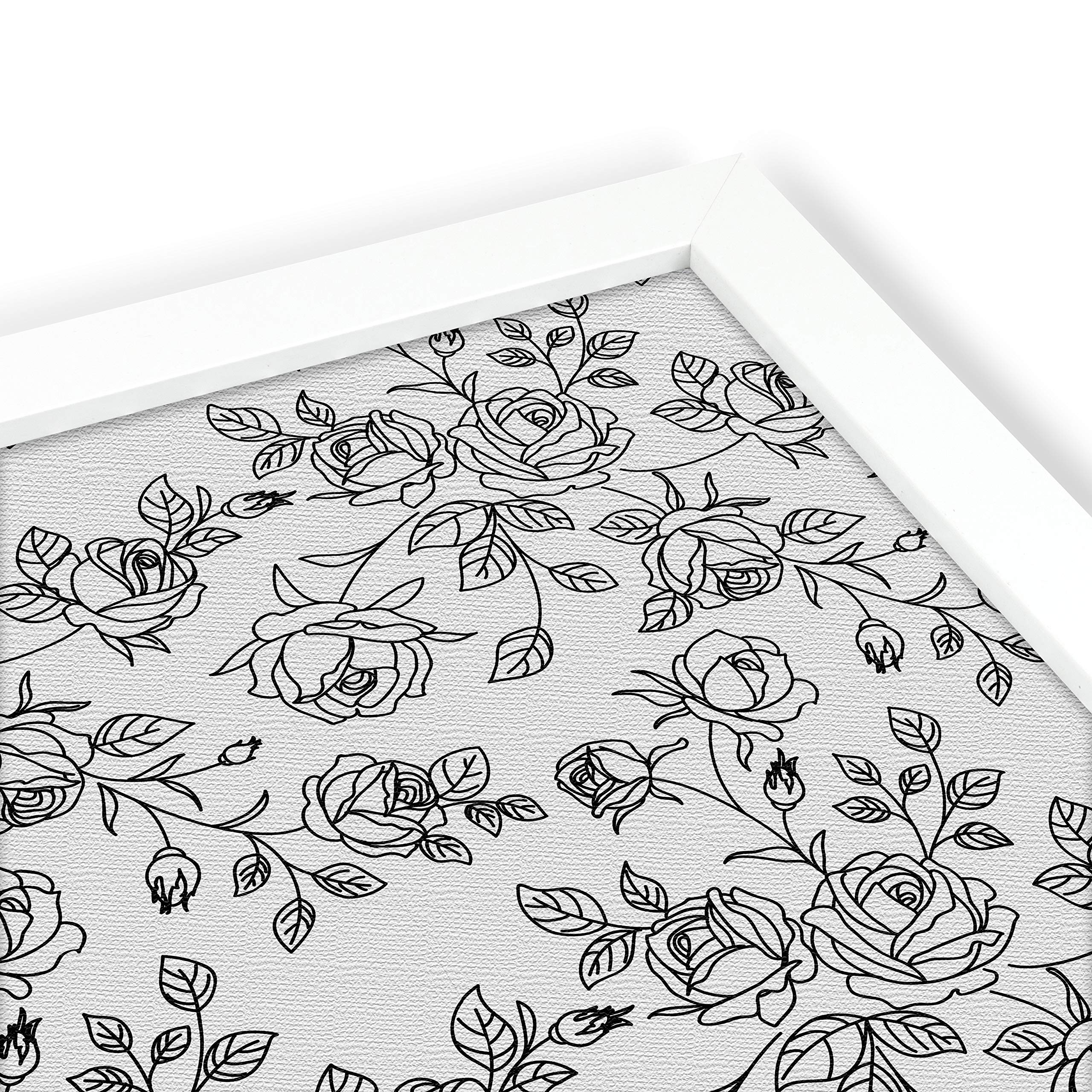 ArtToFrames 36x24 Inch Floral Black Rose Cork Bulletin Board - 2x3 Feet Custom Fabric Canvas Pin Board with Satin White Frame (PinPix-164-36x24_FRBW26074) - Perfect for Home Office, Classroom, or Creative Workspace Decor