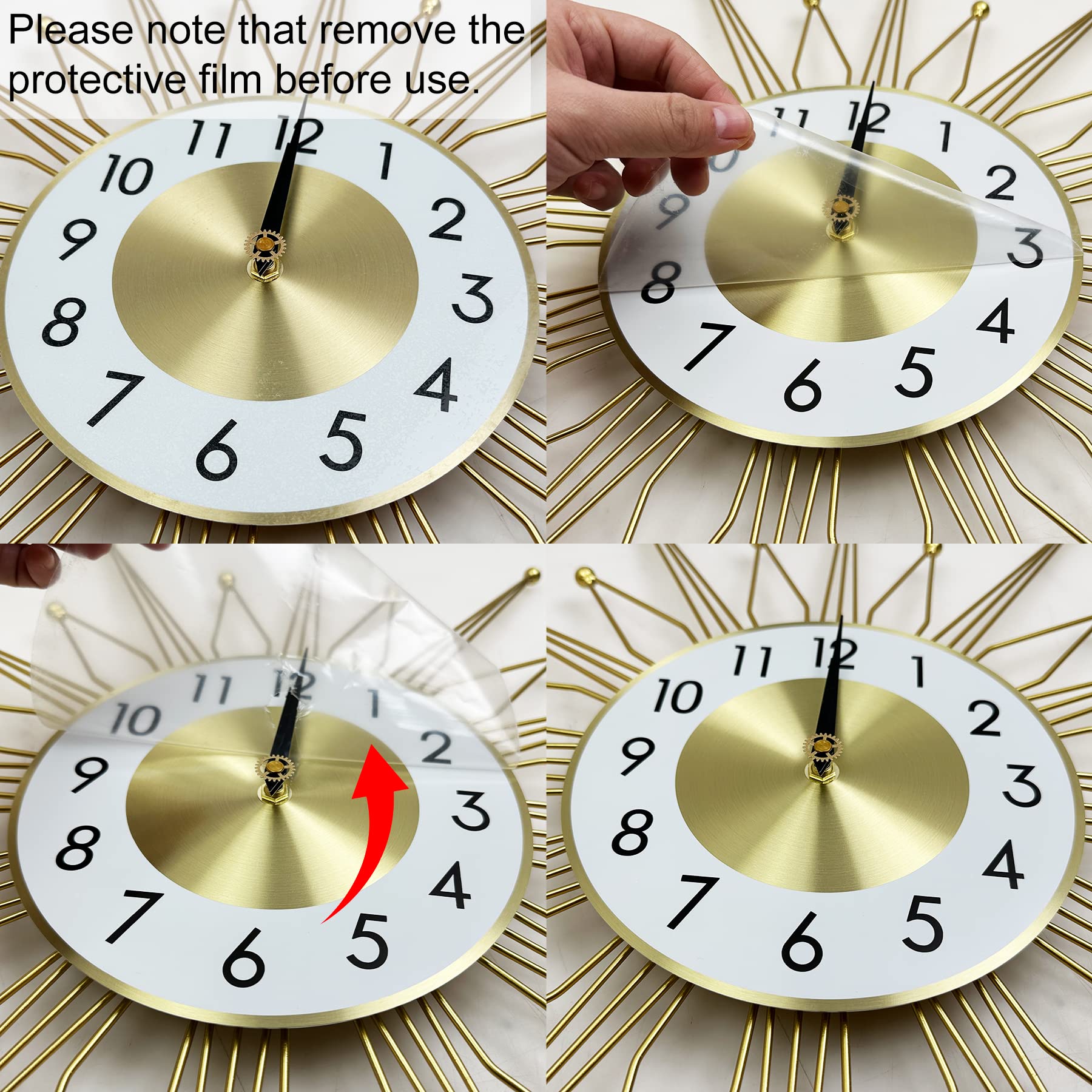Zaptex 24 Inch Large Gold Wall Clock - Battery Operated Modern Silent Wall Watch for Living Room, Bedroom, Kitchen, Office & Hotels - Perfect for Home Decor, Gifts & Interior Design