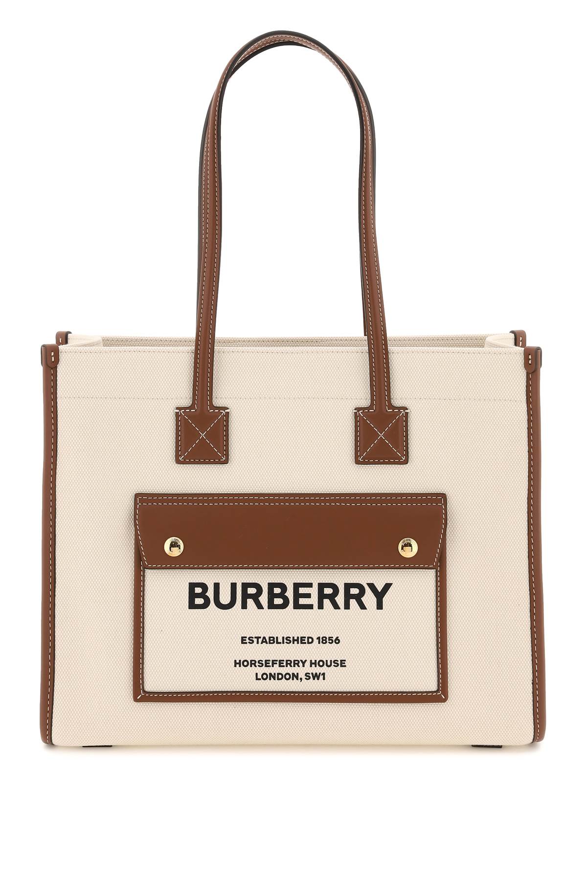 Burberry Freya Small Tote Bag - Genuine Leather Crossbody Handbag for Women | Perfect for Work, Travel & Everyday Use