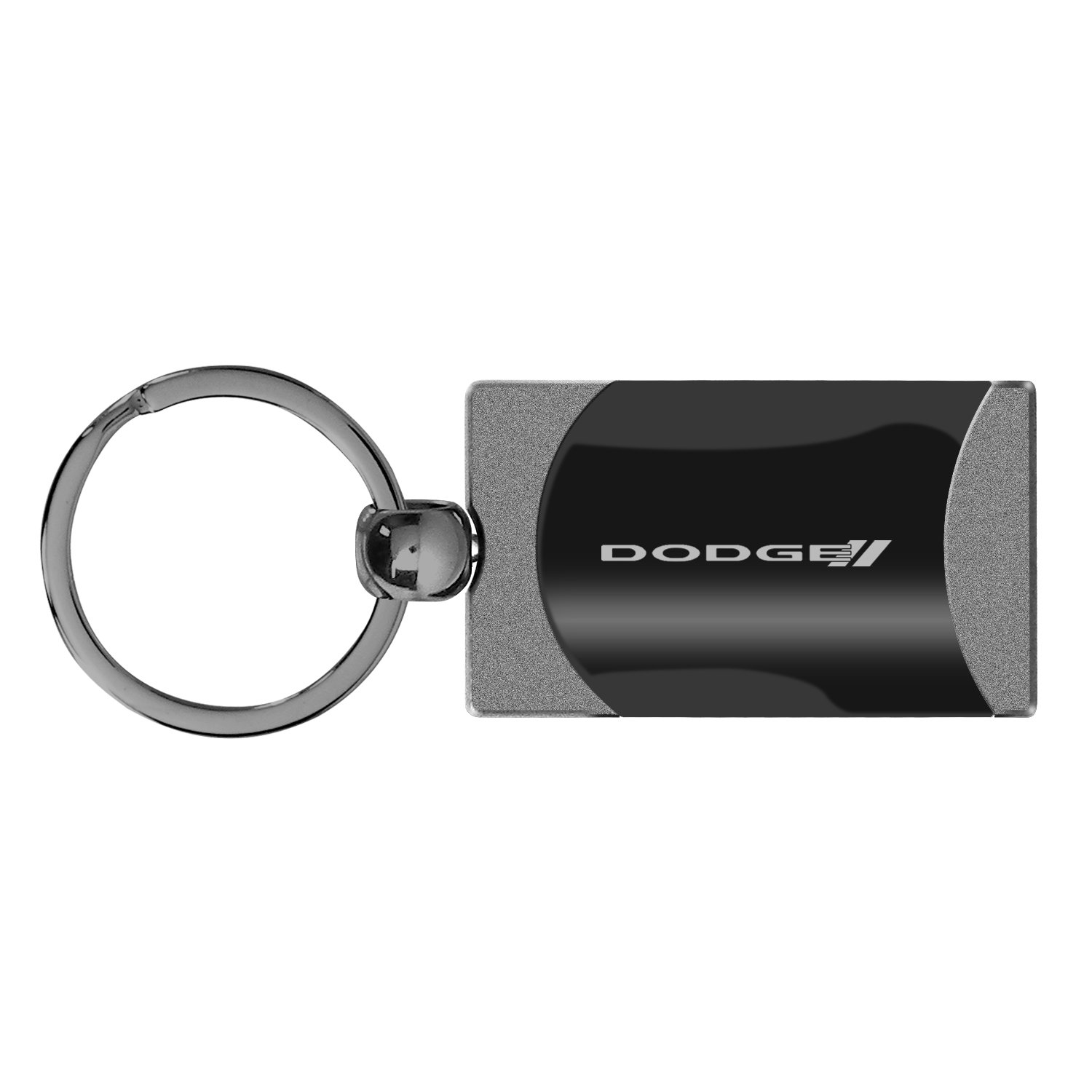 Dodge Logo Two-Tone Gun-Metal Rectangular Key Chain Key Fob - Premium Car Accessories for Dodge Owners | Perfect for Keys, Gift Giving & Everyday Use