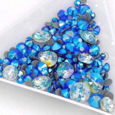 3NH® 1Pack Mixed Sizes & Shapes Multi-Colored Glitter Facet Flat Back Rhinestones - Acrylic Decorations for Nails, Jewelry, Crafts & DIY Projects (Style 4)
