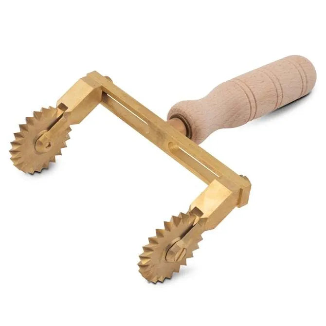 La Gondola Double Fluted Brass Roller Cutter - Premium Brass Crafting Tool for Leather, Fabric & Paper Cutting - Perfect for DIY Projects, Scrapbooking & Upholstery Work