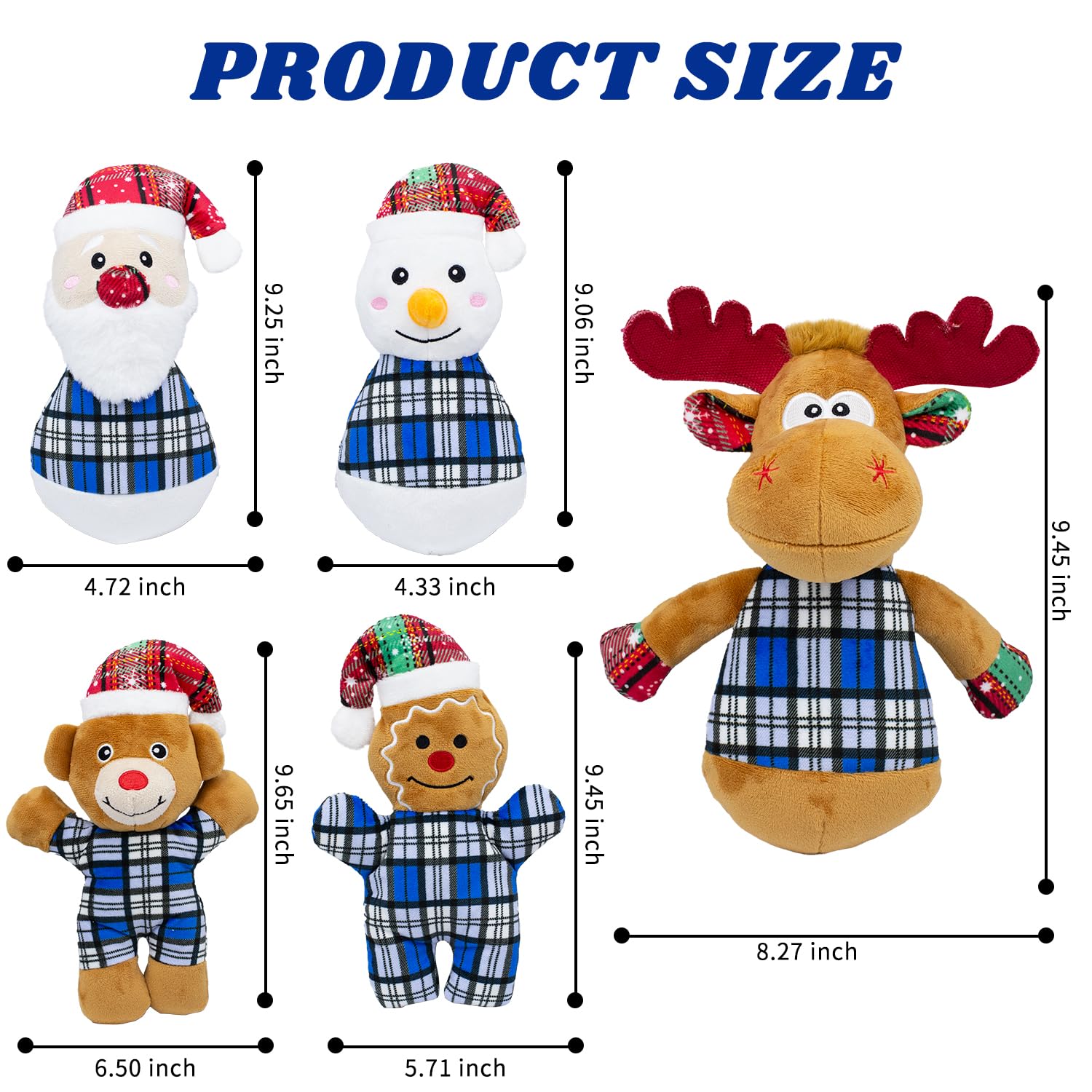 Christmas Dog Toys - 5 PCS Plush Squeaky Toys for Small & Medium Dogs - Interactive Stuffed Puppy Chew Toys - Funny Cute Holiday Gifts for Puppies - Perfect for Playtime, Training & Christmas Stocking Stuffers