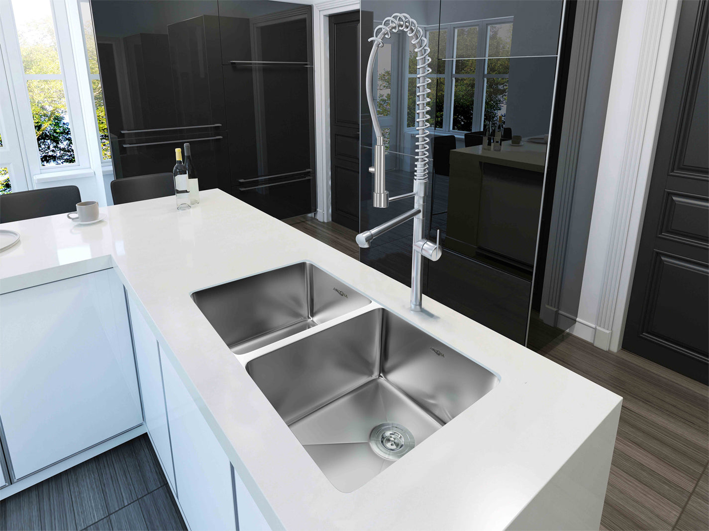 Prestige Series 32-Inch Undermount Stainless Steel Double Bowl Kitchen Sink - 50/50 Design with Satin Finish, Drain Grids & Strainers - Perfect for Modern Kitchens, Food Prep, and Busy Households