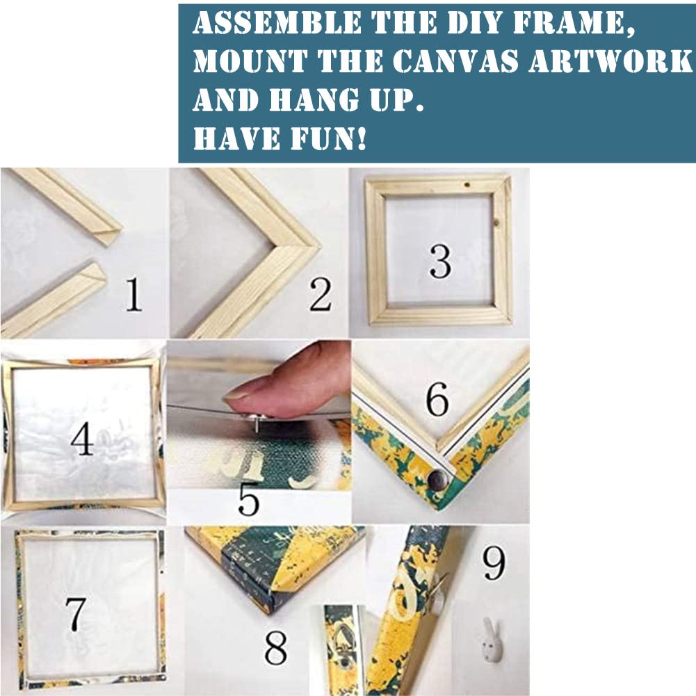 YEESAM ART DIY Wooden Picture Frames Kit - 8x8 Inch Easy-to-Assemble Frames for Canvas Paintings, Rhinestone Art, Cross Stitch & Paint by Numbers | Perfect for Home Decor, Craft Projects & Gift Giving