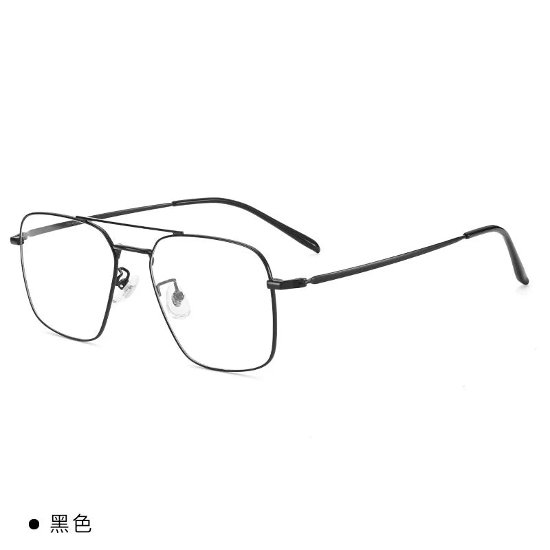 Brightzone Unisex Full Rim Square Double Bridge Titanium Eyeglasses 89172 - Lightweight Durable Frame for Work, Reading & Fashion