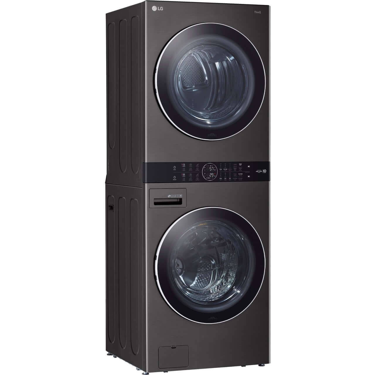 LG WKEX200HBA Black Steel Electric WashTower with Center Control - Compact Laundry Solution for Apartments, Dorms & Small Spaces