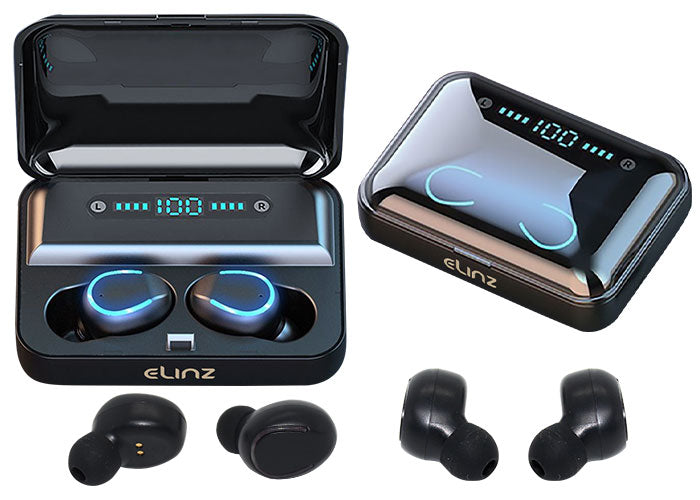 Elinz TWS Bluetooth 5.0 Wireless Earbuds with Noise Cancellation, Hi-Fi Stereo Sound, 30H Playtime - Compatible with iPhone, Android, iOS - Perfect for Gym, Running, Travel & Work Calls