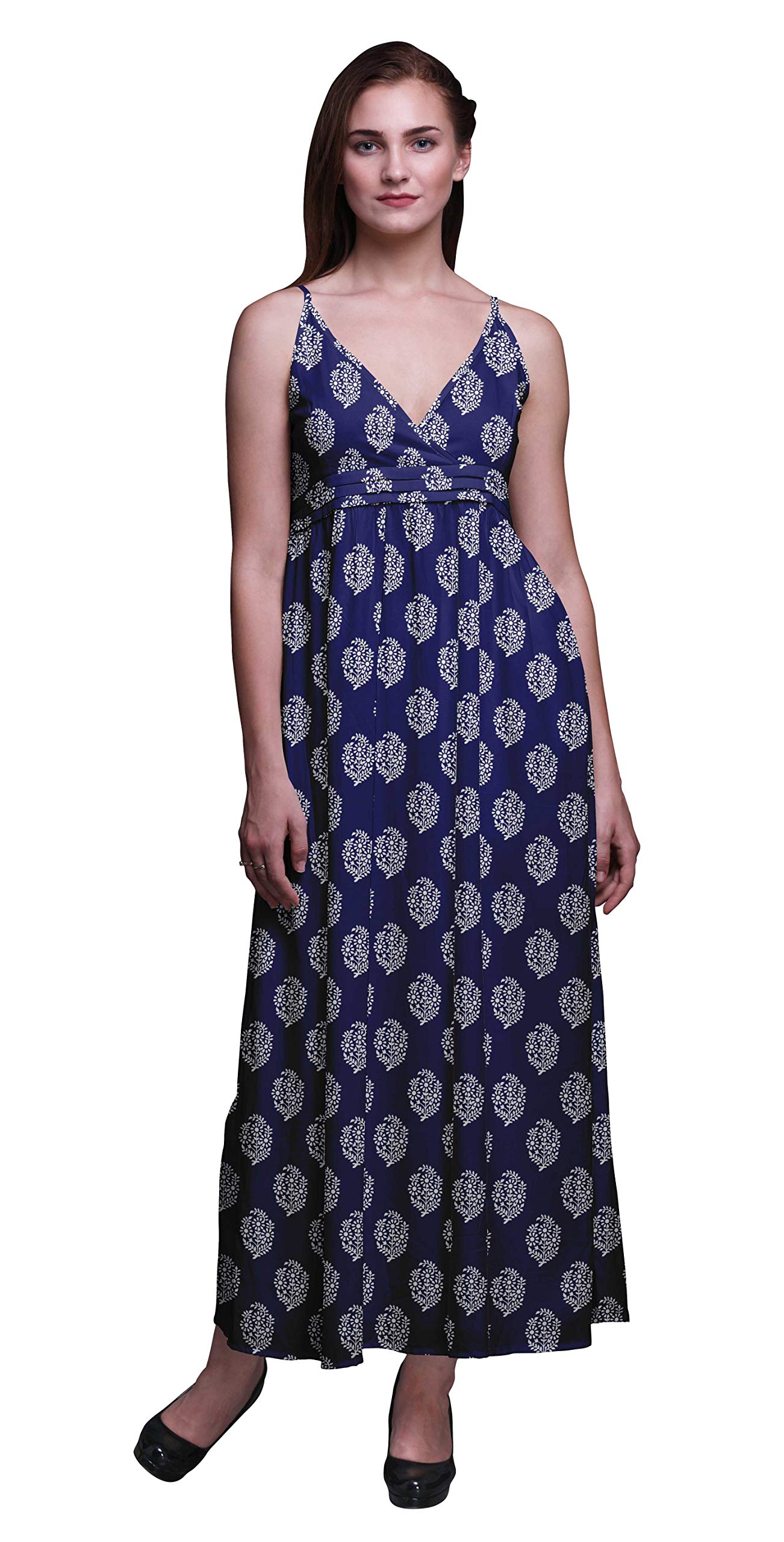 Bimba Women's Printed Sleeveless Bohemian Maxi Dress - Strappy Summer Beach Cover Up for Vacation, Pool Party & Tropical Getaway