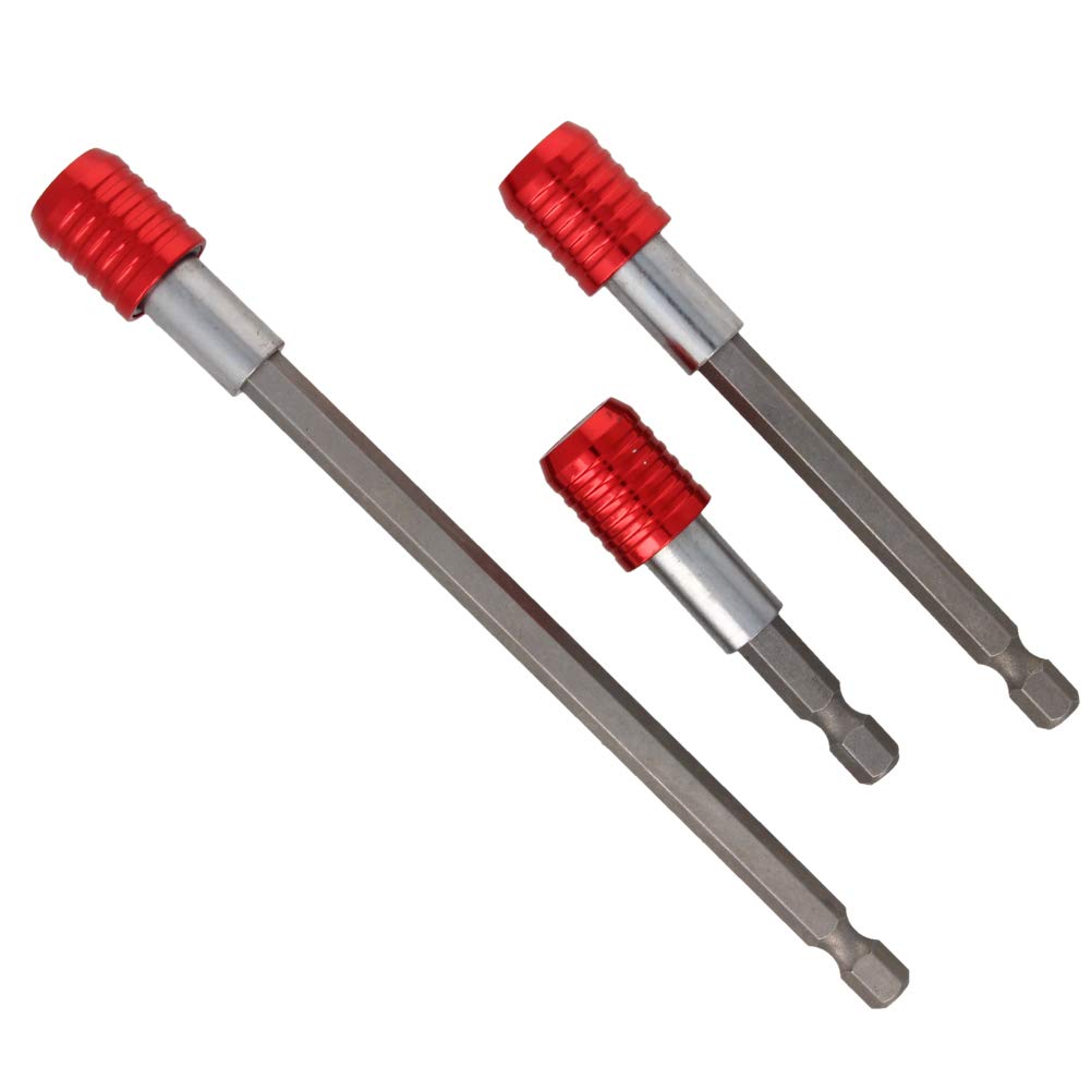 Utoolmart Magnetic Hex Screwdriver Bit Holder - 1/4 Inch Hexagon Drill Extension for Power Tools (2.4/4/6 Inch Length, 3-Piece Set, Red) - Perfect for DIY Projects, Home Repairs & Professional Construction Work