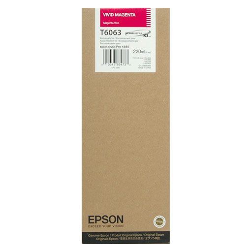 Epson Vivid Magenta Ultrachrome K3 Ink Cartridge 220ml (T606300) - High-Quality Printer Ink for Professional Photo Printing & Graphic Design