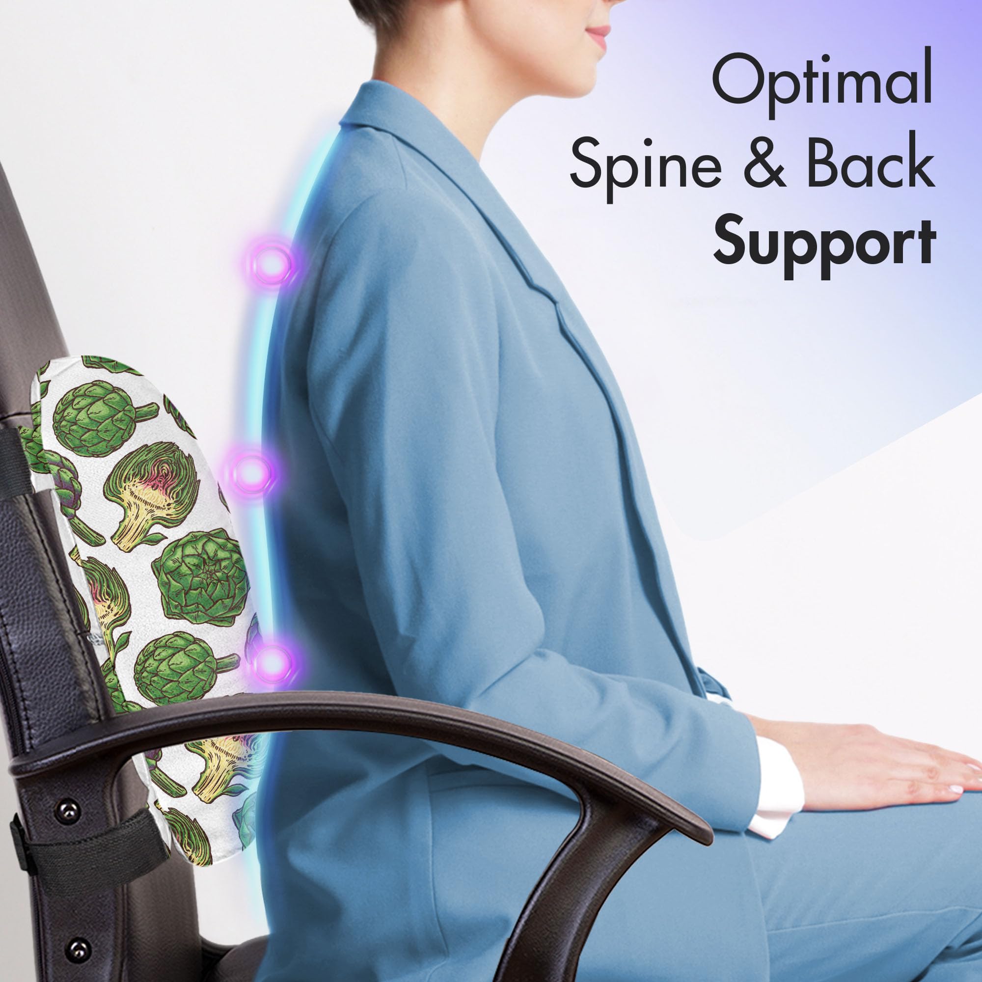 Ambesonne Lumbar Support Pillow - Hand Drawn Artichoke Design, High Density Foam for Office Chair & Car Seat, 14