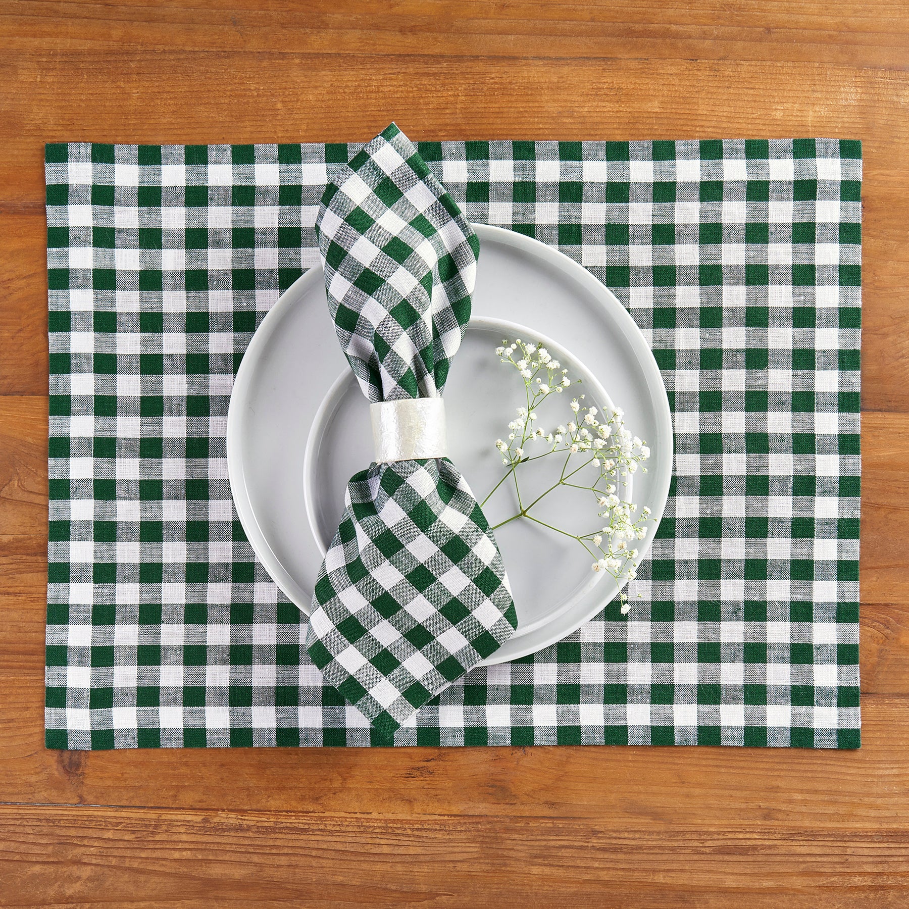 Stylish Gingham Placemats Set of 4 - Premium Cotton Table Mats for Dining & Kitchen Decor - Perfect for Parties, Picnics & Everyday Use