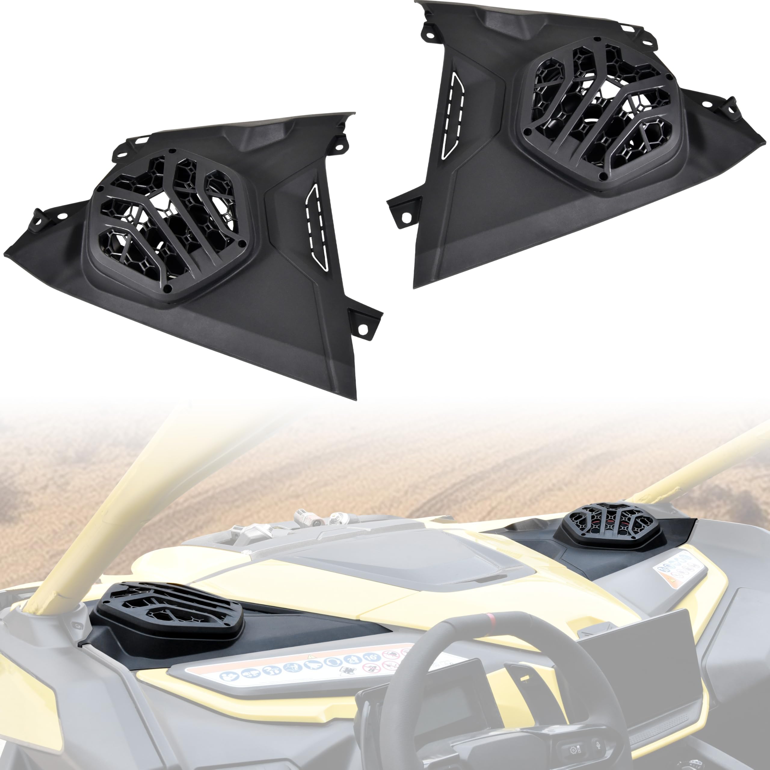 Waterproof Dustproof Front Dash Speaker Panels for Can-Am Maverick R & Maverick R MAX X RS (2024+ Models) - Premium Speaker Enclosures & Pod Mounts - Perfect for Off-Road Adventures & Outdoor Audio Upgrades