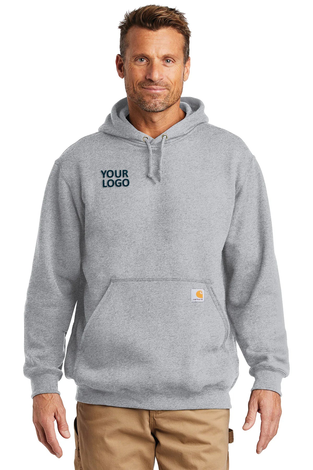 Carhartt Customized Midweight Hoodies for Men & Women - Heather Grey - Durable & Comfortable Workwear for Outdoor Activities & Casual Wear