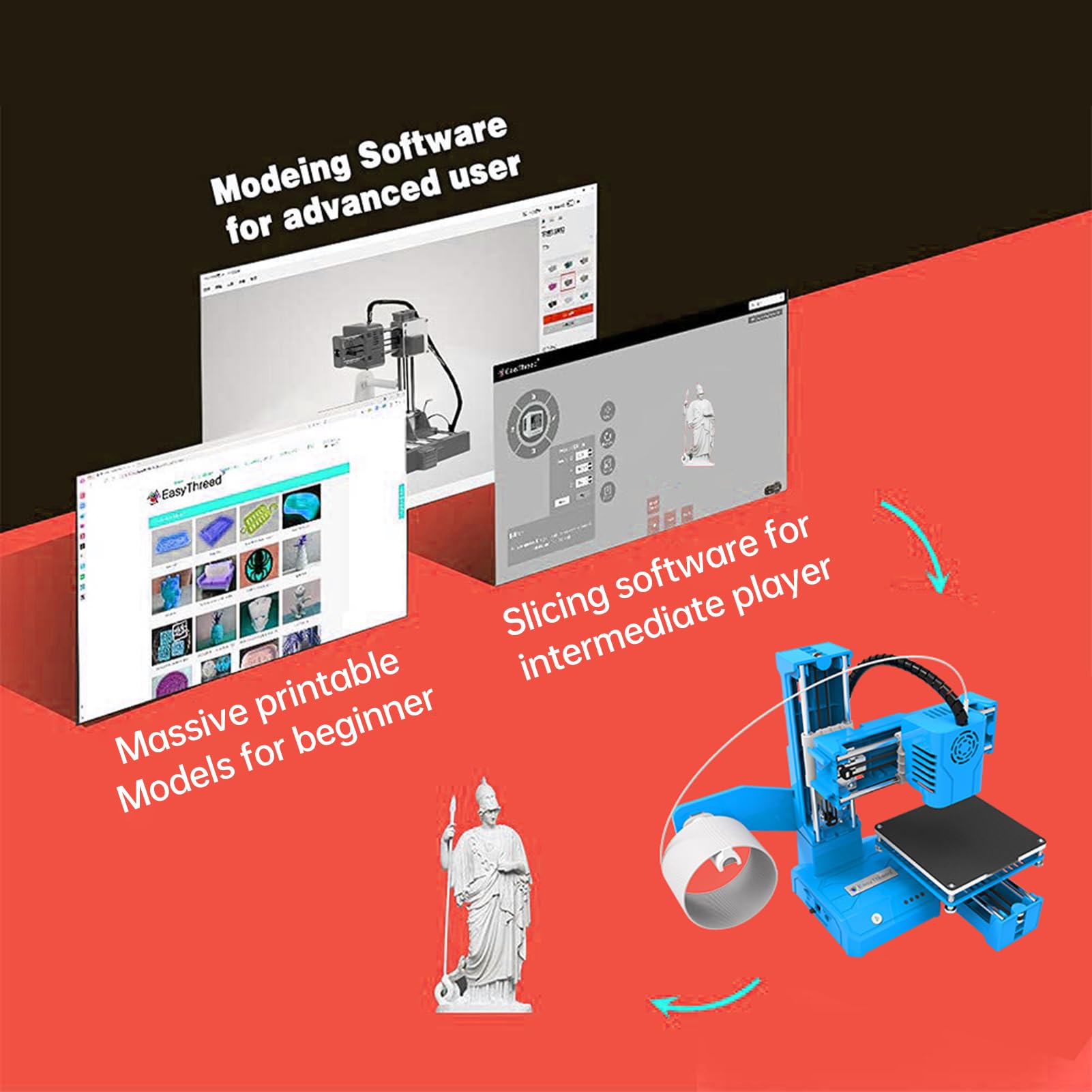 K9 Mini 3D Printer for Kids & Beginners - Compact 100x100x100mm Desktop Printing Machine with Removable Build Plate, One-Button Operation, TF Card Slot & PLA Sample Filament - Perfect for Home Education, STEM Projects & Creative Toy Making
