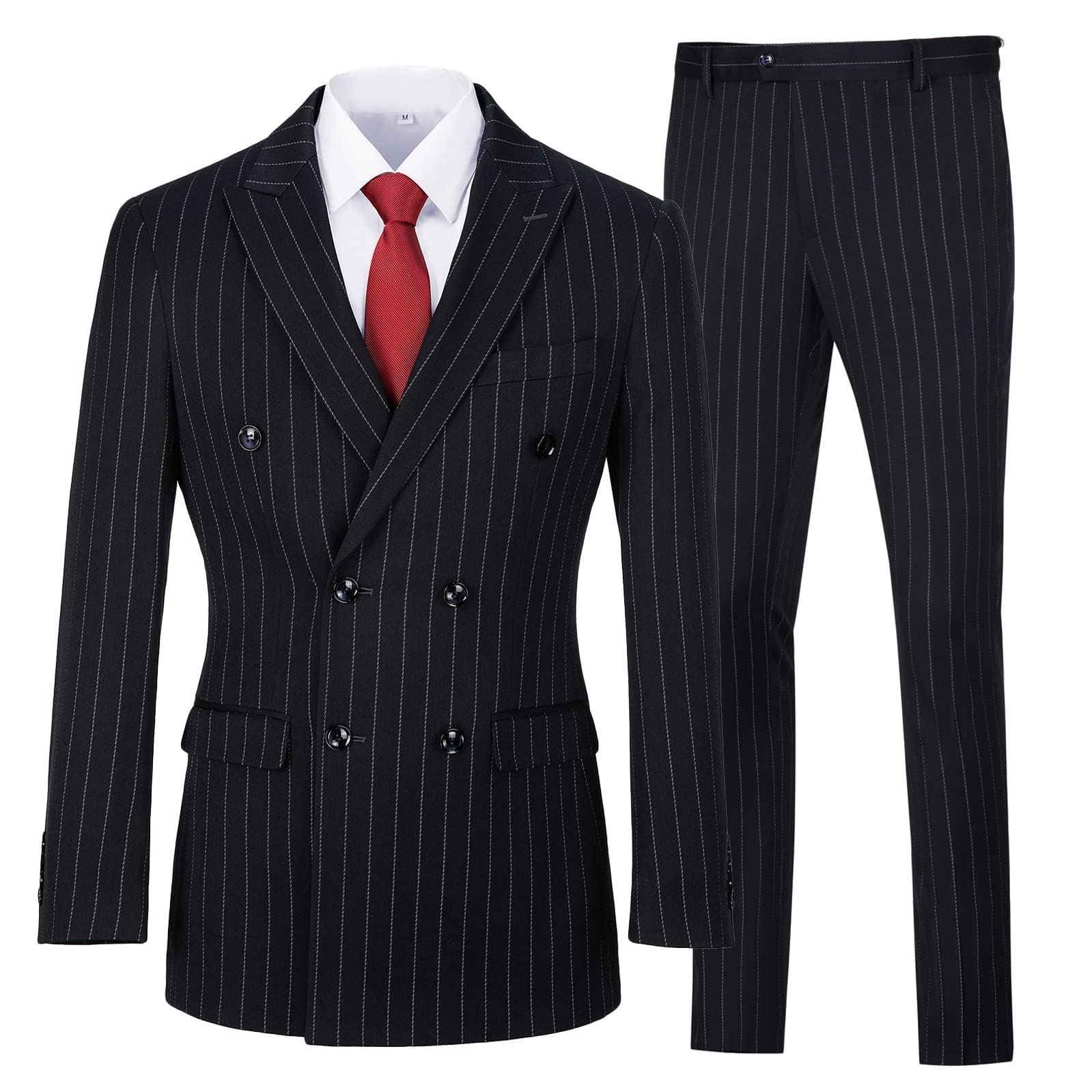 Men's Slim Fit 3-Piece Double Breasted Tuxedo Suit Set with Jacket, Vest & Pants for Wedding, Prom, Gala & Formal Events | Premium Business & Evening Wear