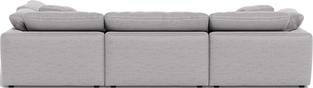 Fluffy 4-Piece Sectional Sofa with Ottoman - Modern L-Shaped Couch Set for Living Room, Family Room & Apartment - Soft Fabric Upholstery, Comfortable Seating for Relaxing & Entertaining