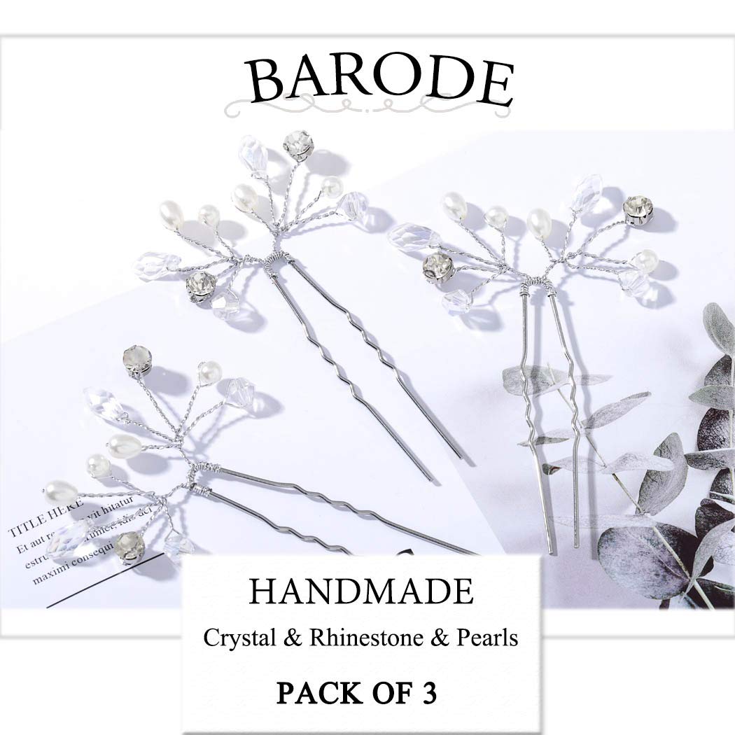 Sparkling Rhinestone Wedding Hair Pins with Pearls – Elegant Crystal Bridal Hair Accessories for Women & Girls (3-Pack) – Perfect for Bridal Showers, Weddings & Special Occasions